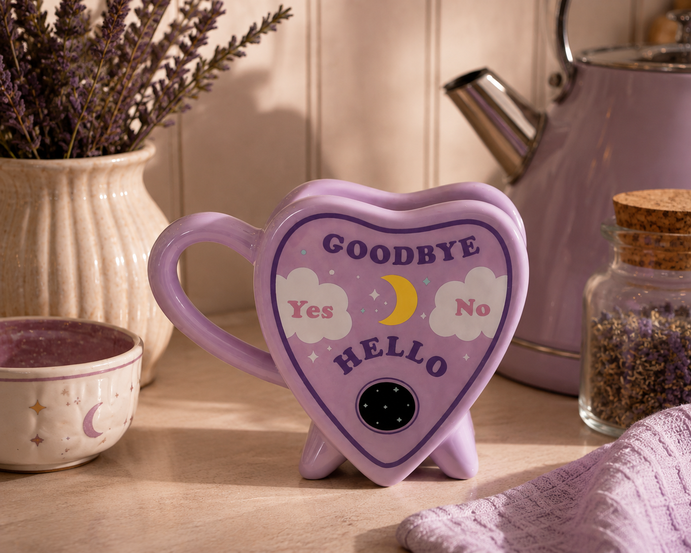 Ouija Pastel Planchette Heart Mug with Keyring