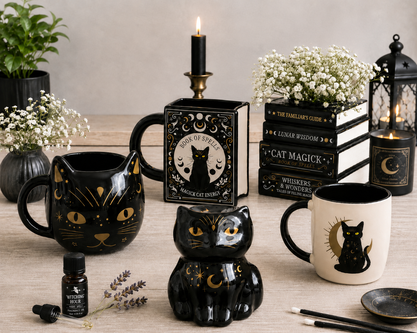 Black Cat Golden Face Mug