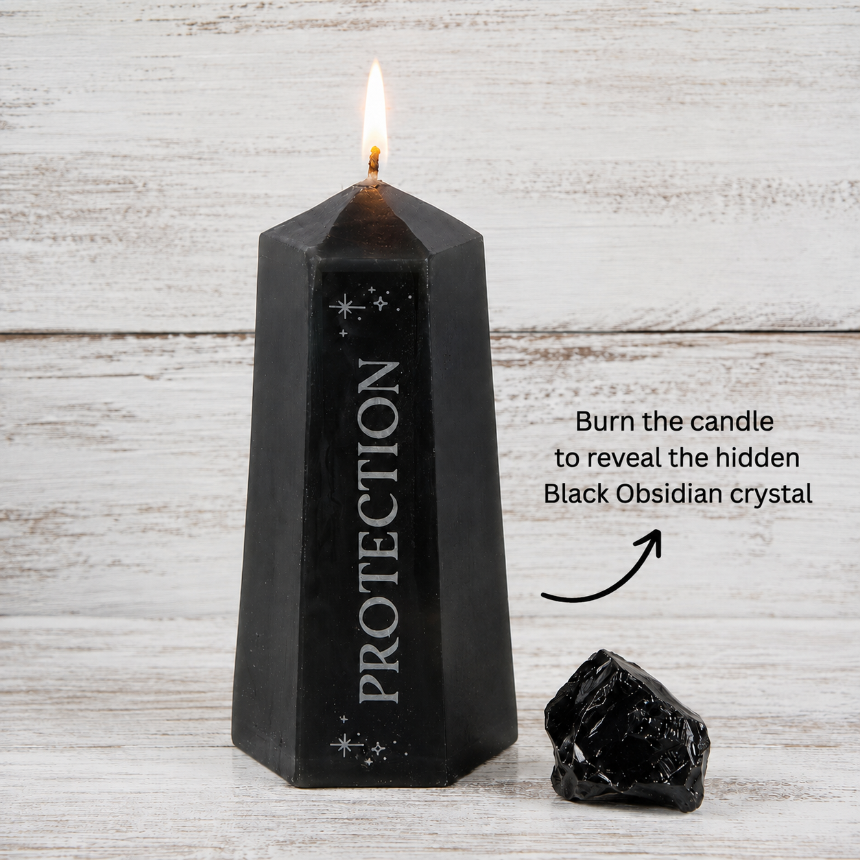 Protection Obsidian Crystal Candle