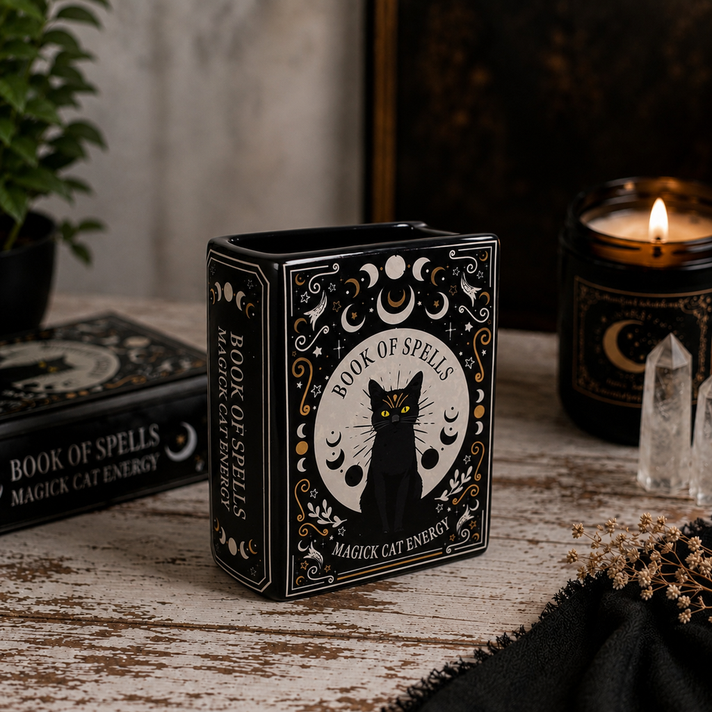 Black Cat Book Of Spells Vase