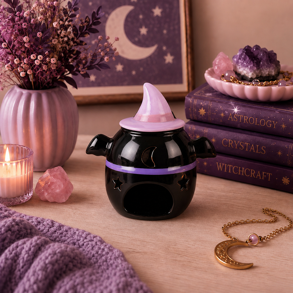 Witchy Bat Cauldron Oil Burner with Free Item