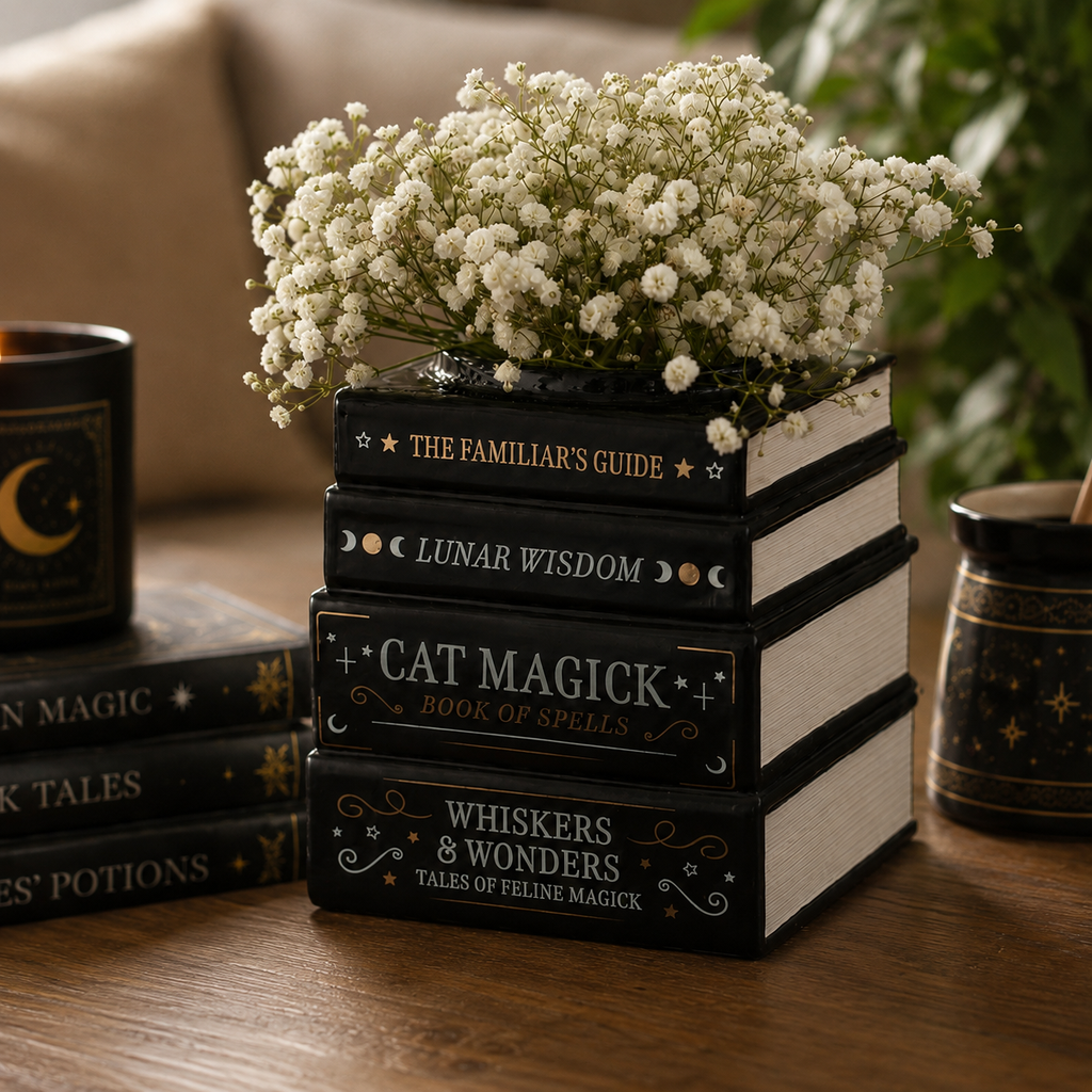 Book Stacked Vase With Key Ring