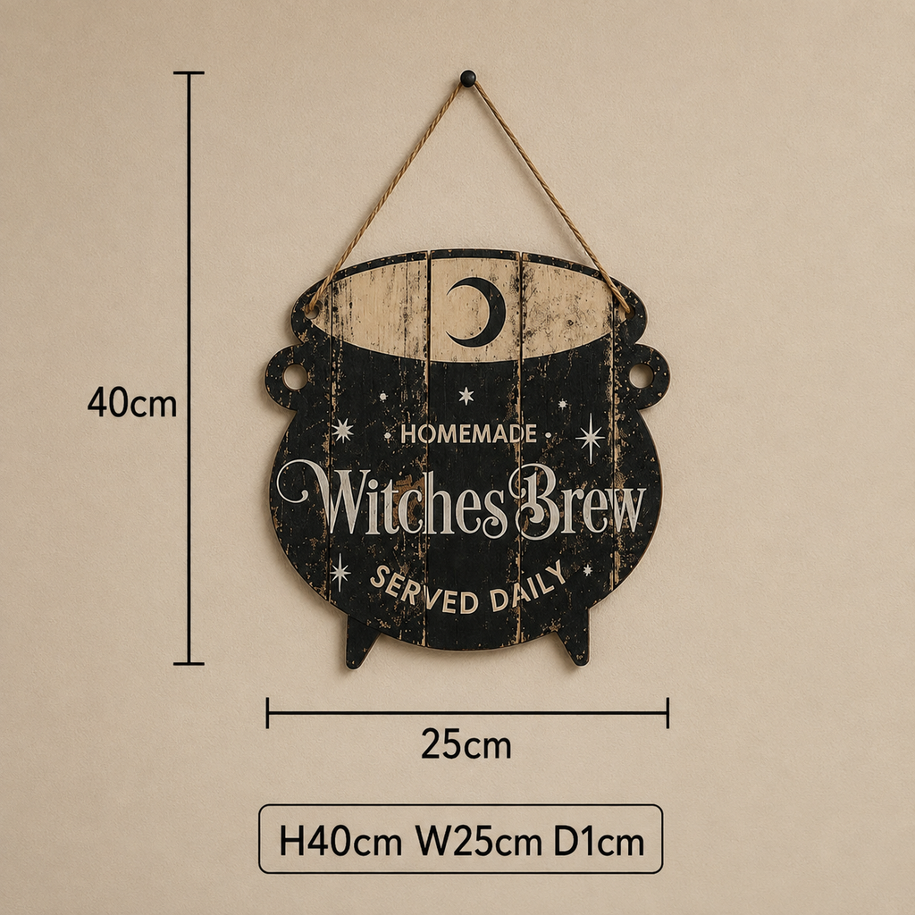Witches Brew Cauldron MDF Hanging Sign