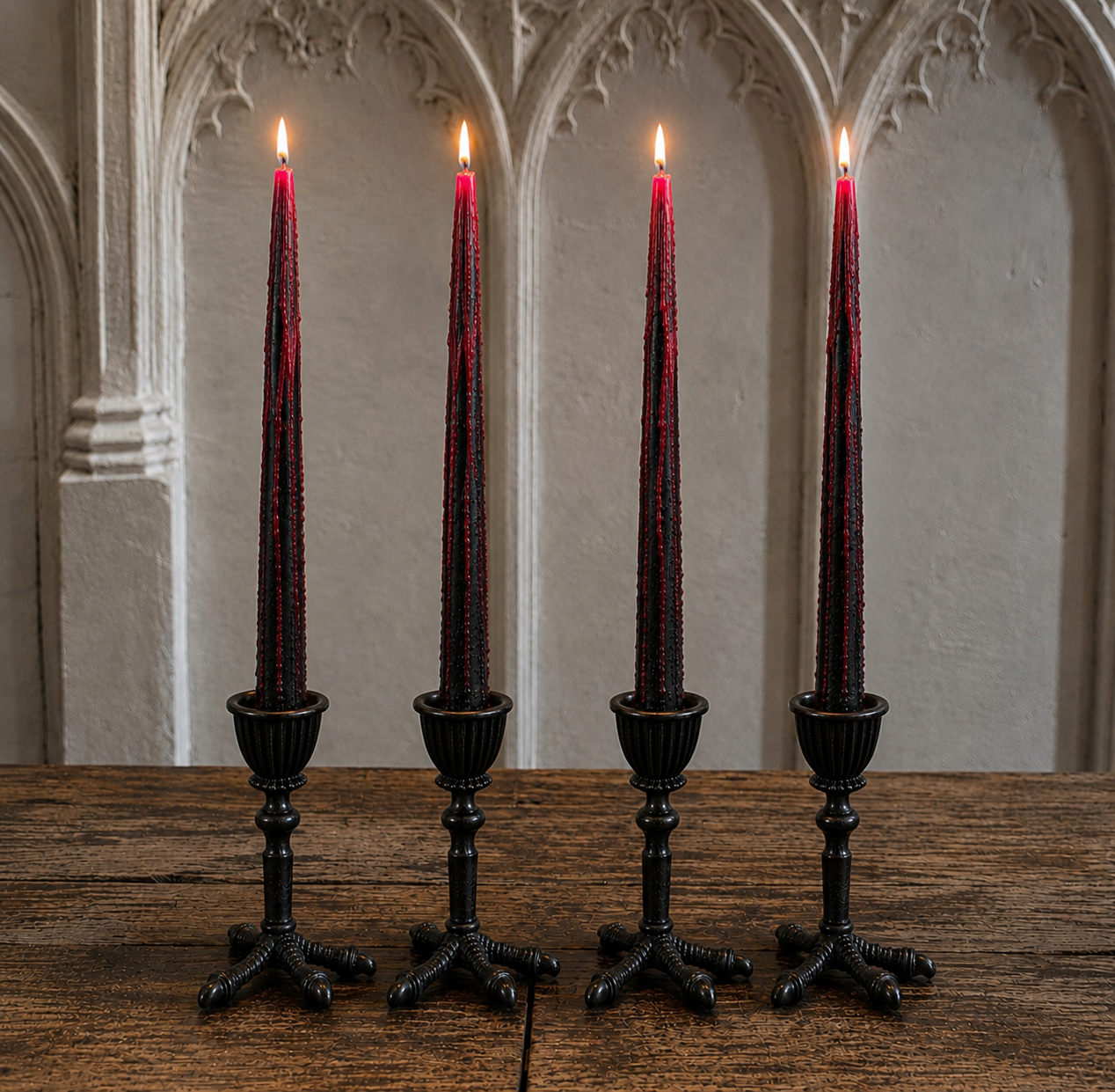 Vampire Blood Red Bleeding Taper Candles Set of 4