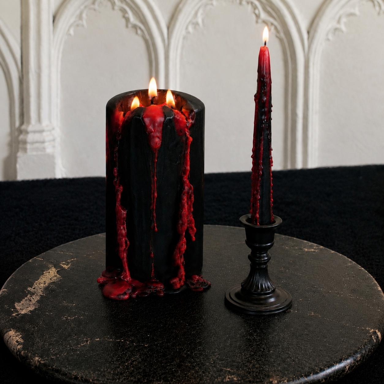 Vampire Blood Red Bleeding Taper Candles Set of 4