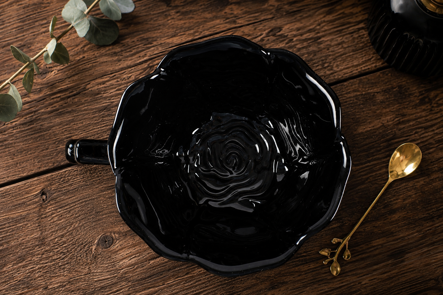 Black Rose Tea Cup & Saucer